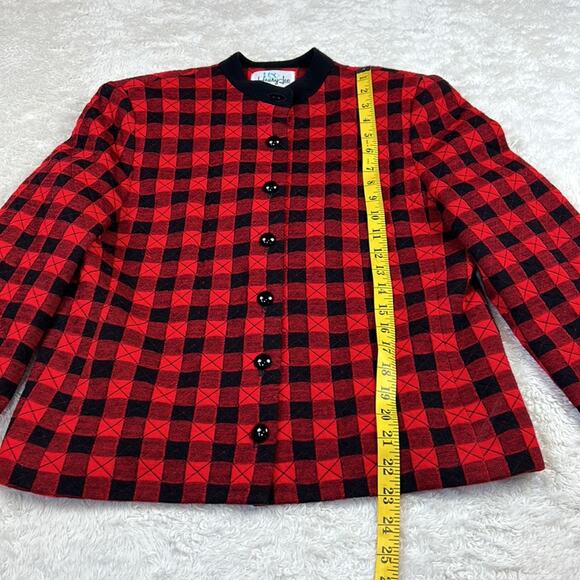 Vintage Heury Lee quilted red and black plaid jacket, size medium - Picture 4 of 10